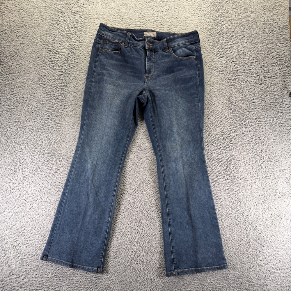 Chico's Jeans Womens 1 Blue Cotton Denim Bootcut Slimming Workwear Faded Stretch